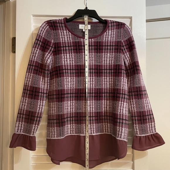 Elle Plaid Mock Layover Sweater - Picture 2 of 8